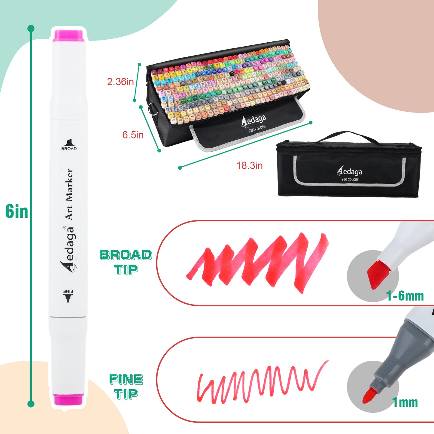 Aedaga 280 Colors Alcohol Markers with Free App