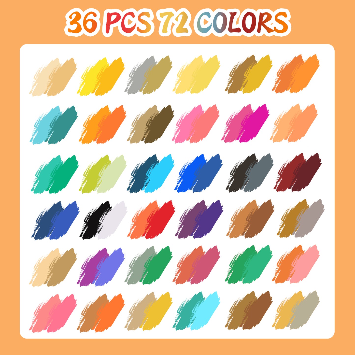 72 Colors Acrylic Paint Markers with 36 Dual-Color Brush Tips