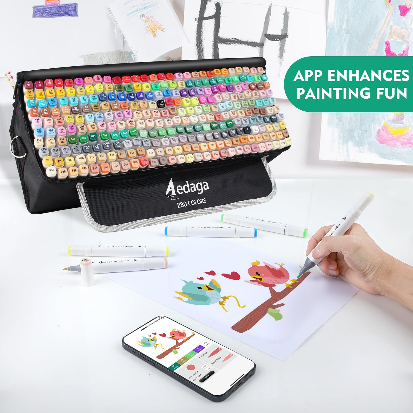 Aedaga 280 Colors Alcohol Markers with Free App