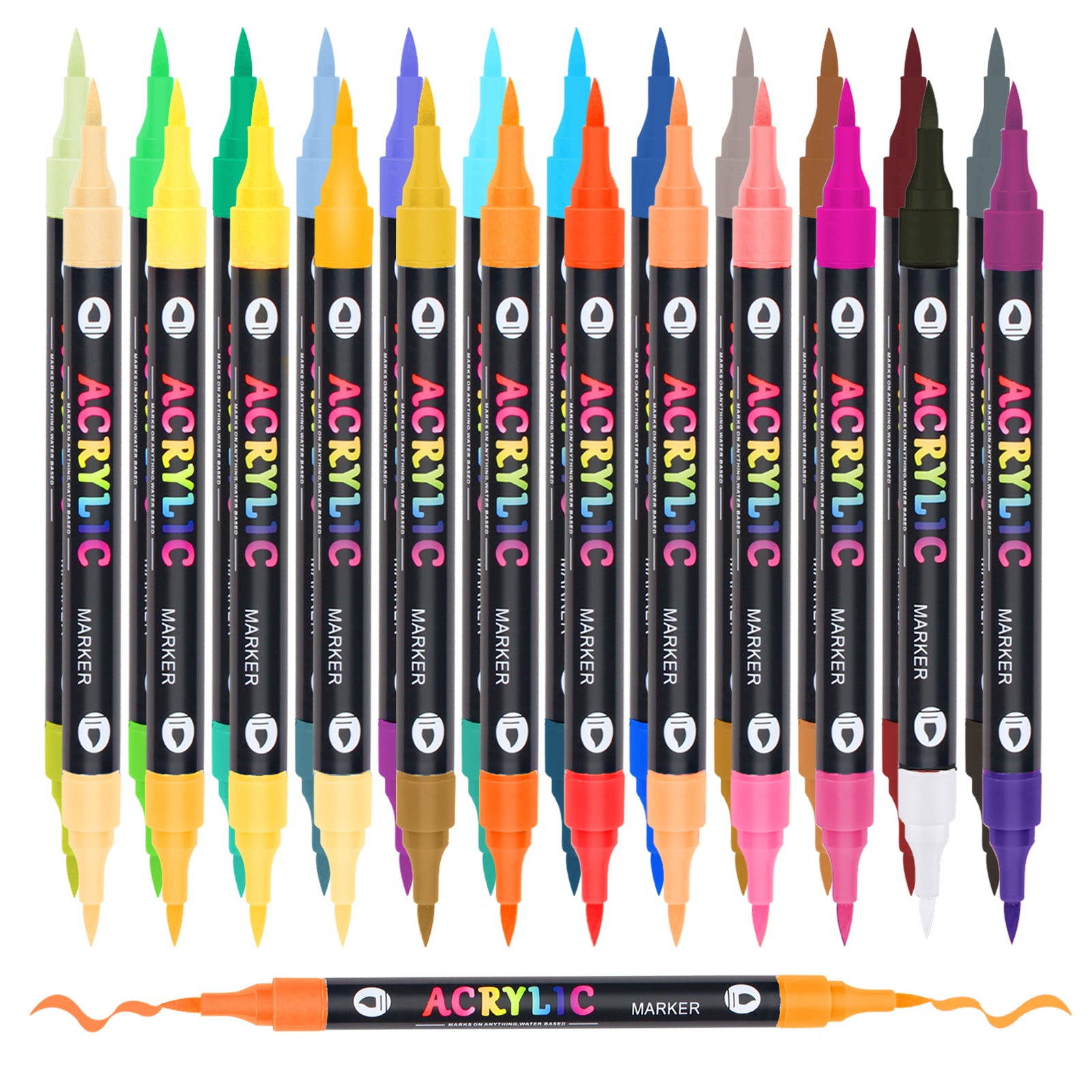 Lamitocs Marqueurs de peinture acrylique, 60 couleurs fines et feutres, double pointe pour peinture sur roche, bois, toile, calligraphie, loisirs créatifs de Noël Lamitocs Marqueurs de peinture acrylique, 60 couleurs fines et feutres, double pointe pour peinture sur roche, bois, toile, calligraphie, loisirs créatifs de Noël