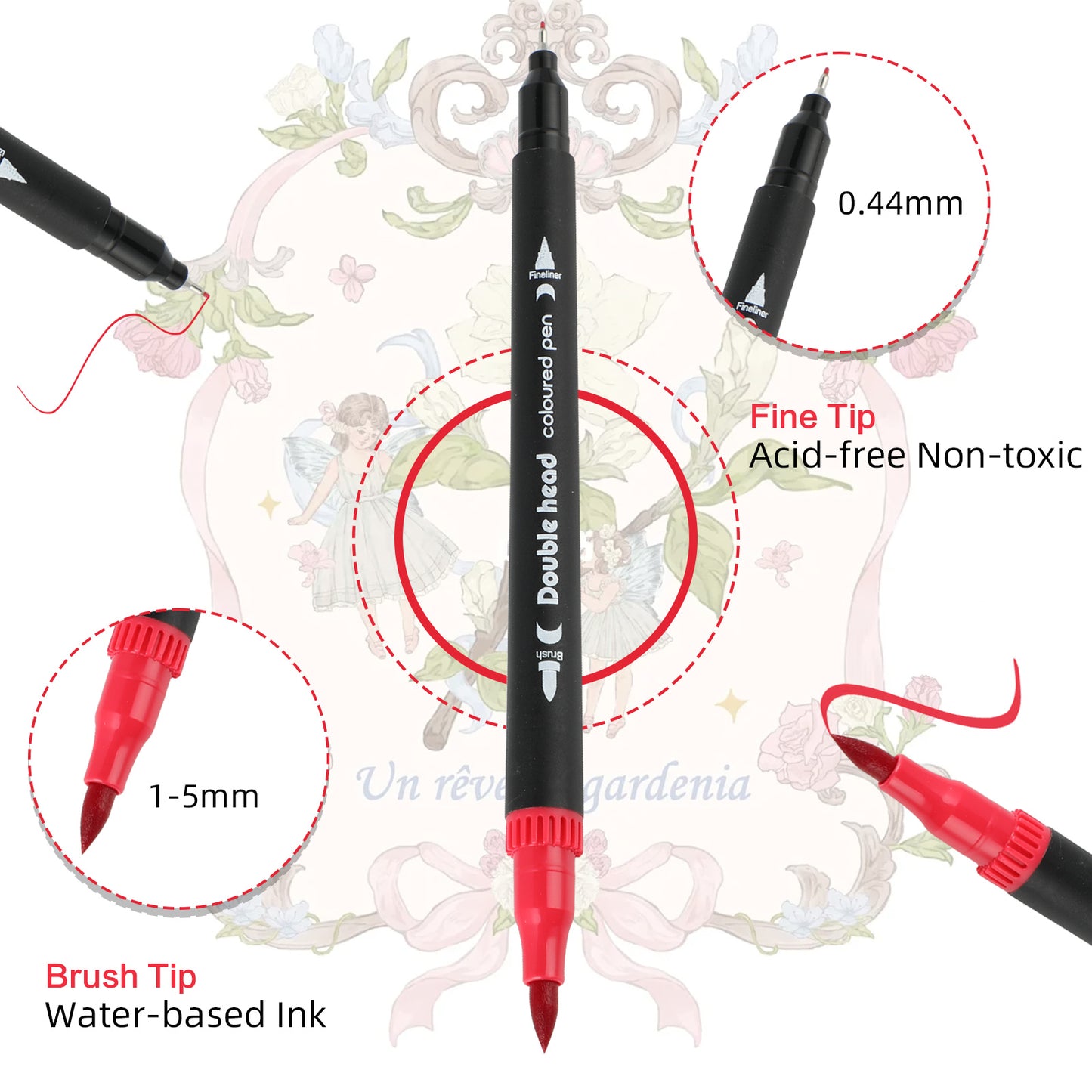 60 Colors Dual Tip Brush Pens