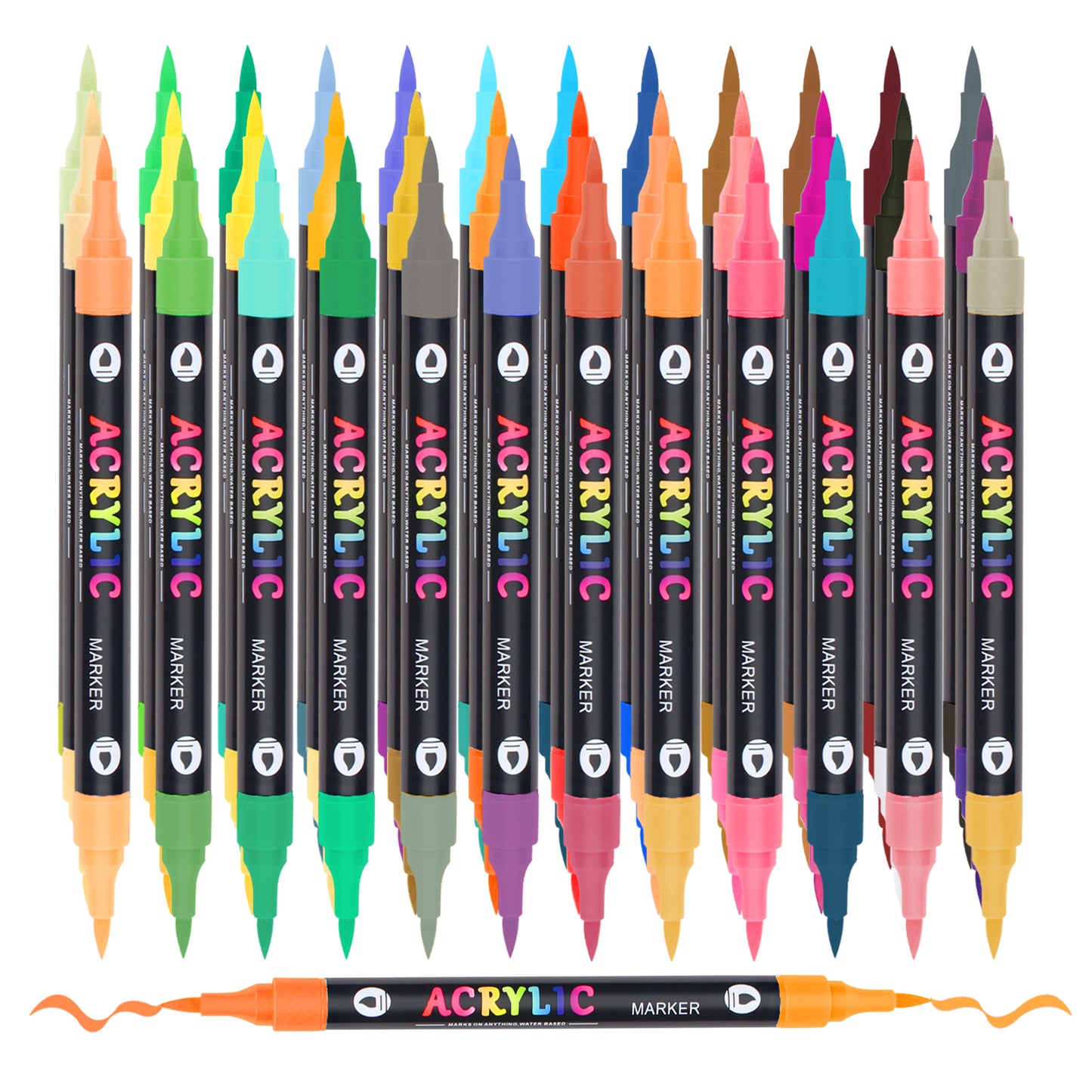 72 Colors Acrylic Paint Markers with 36 Dual-Color Brush Tips