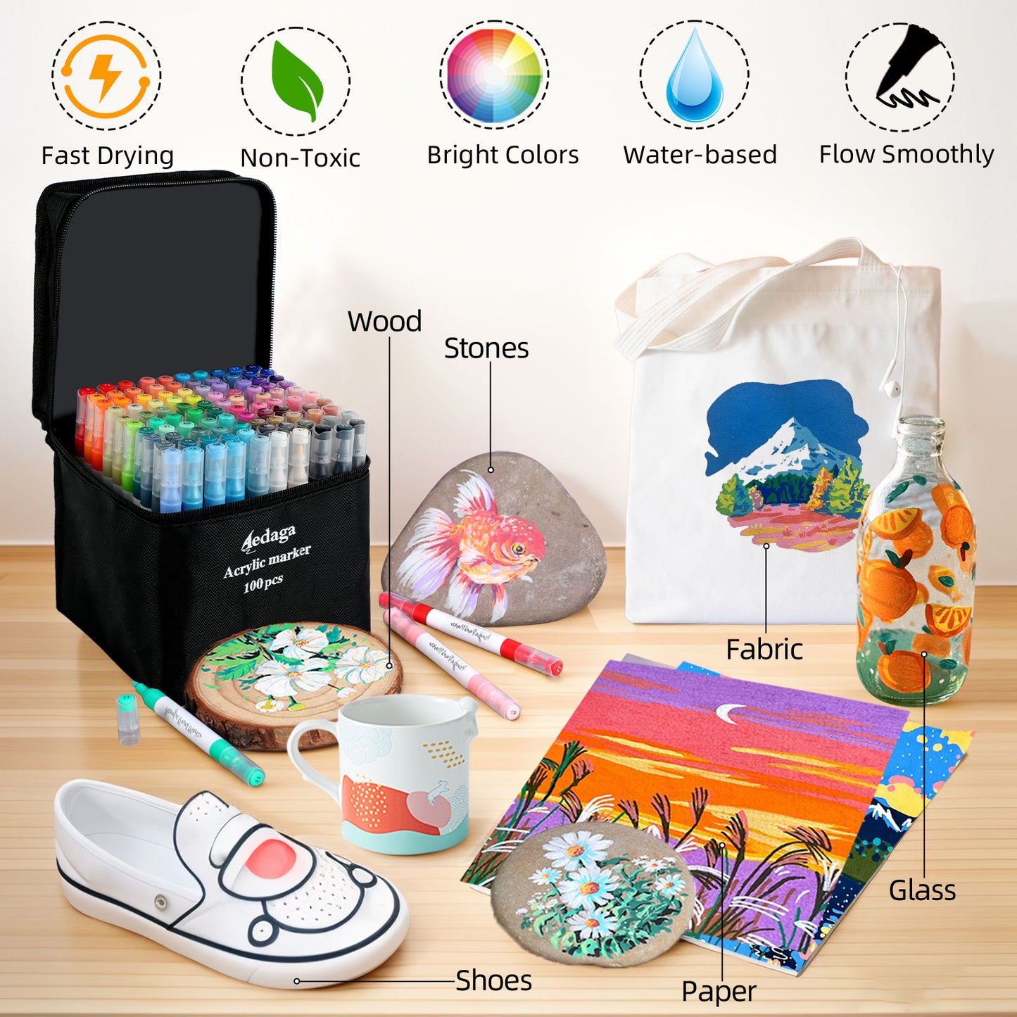 100 Colors Acrylic Paint Pens with Free App