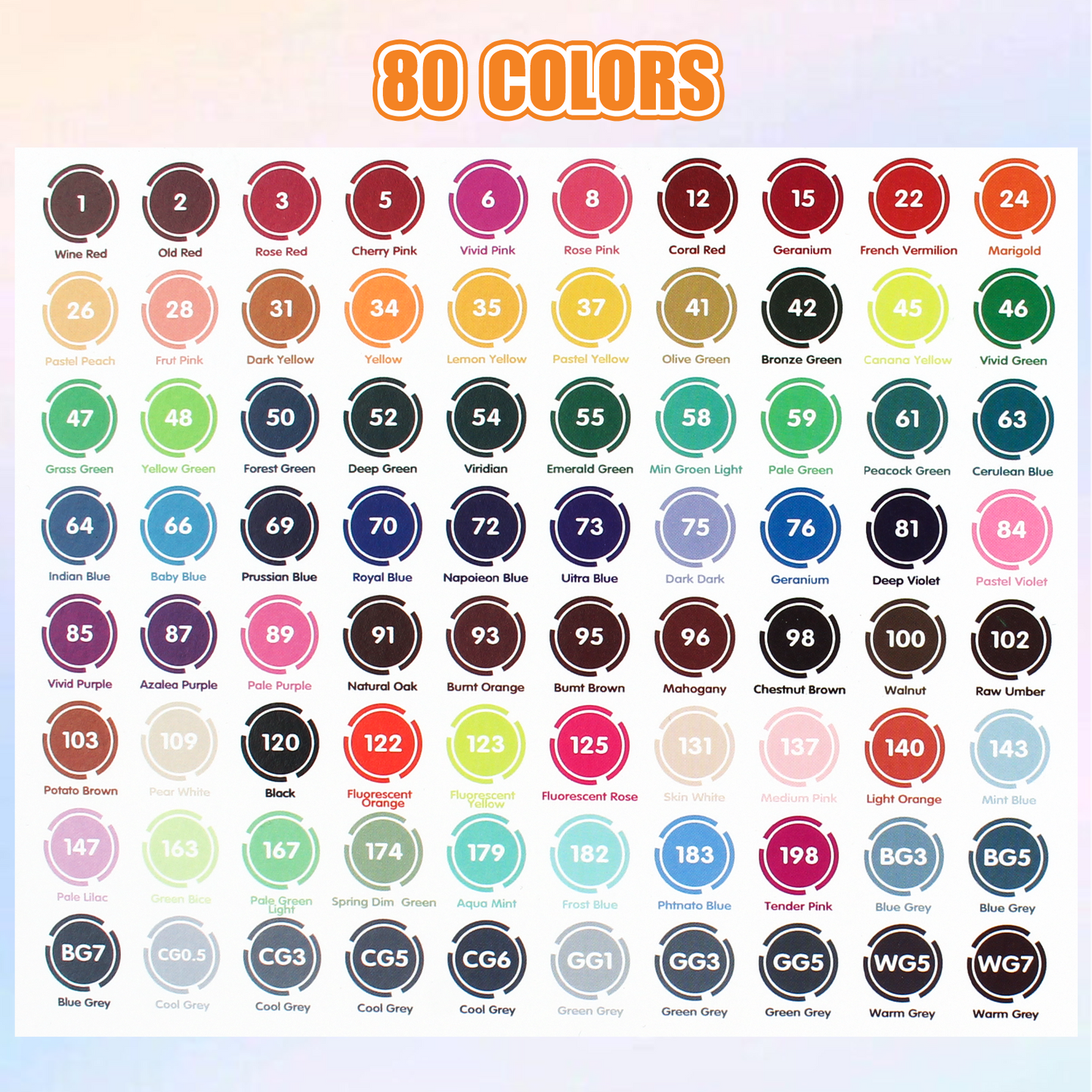 80 Colors Alcohol Brush Markers with Free App