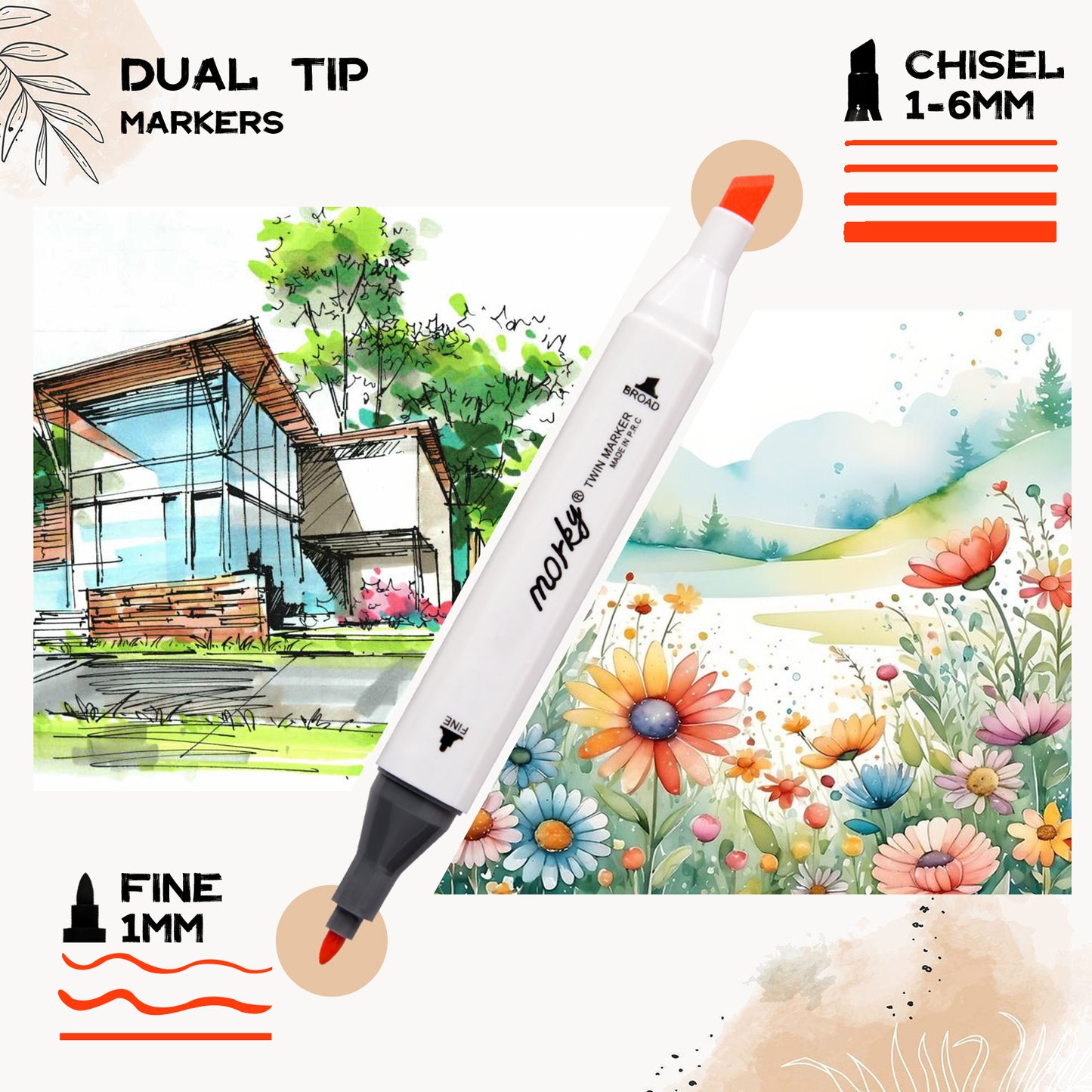 120 Colors Alcohol Markers with Free APP for Coloring