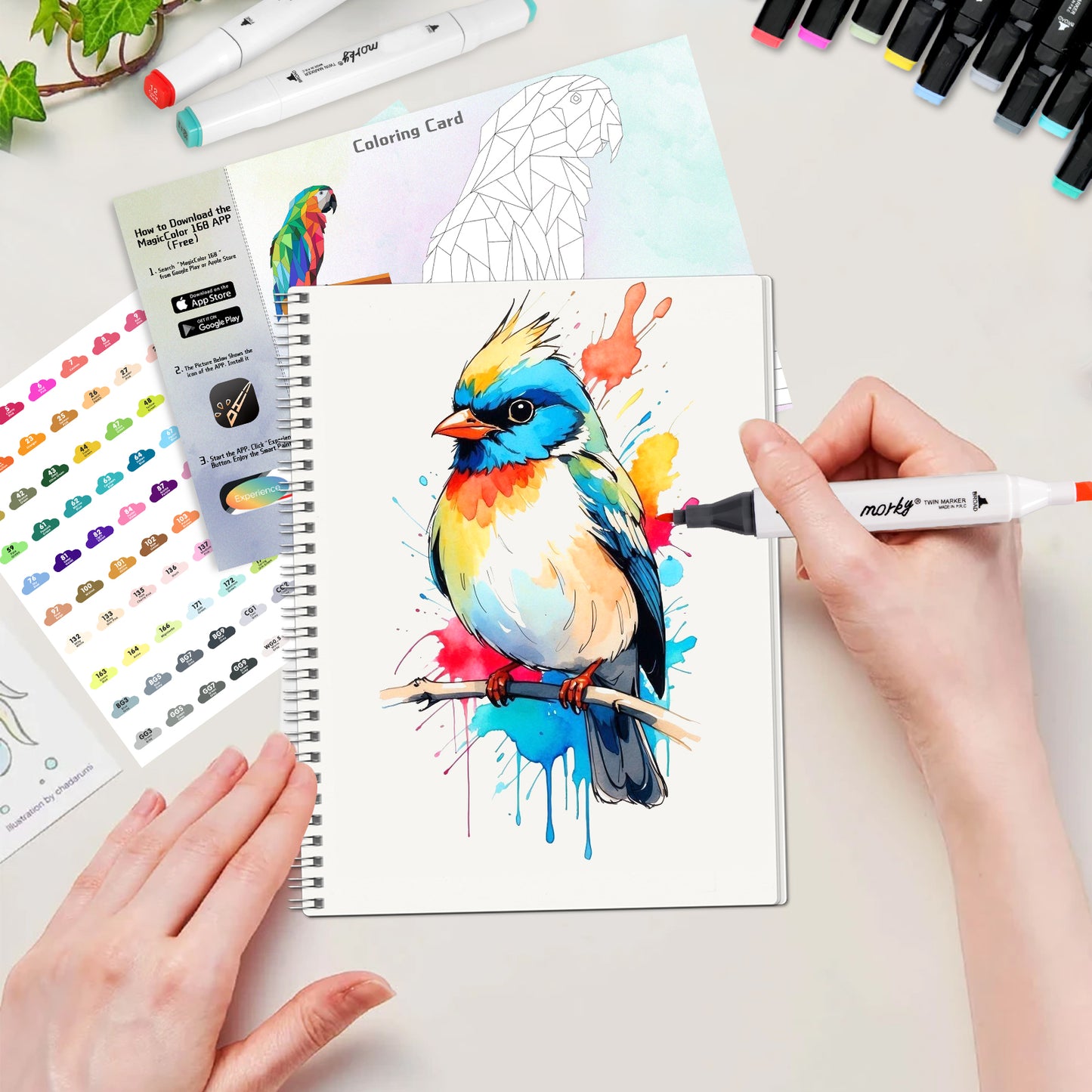 120 Colors Alcohol Markers with Free APP for Coloring