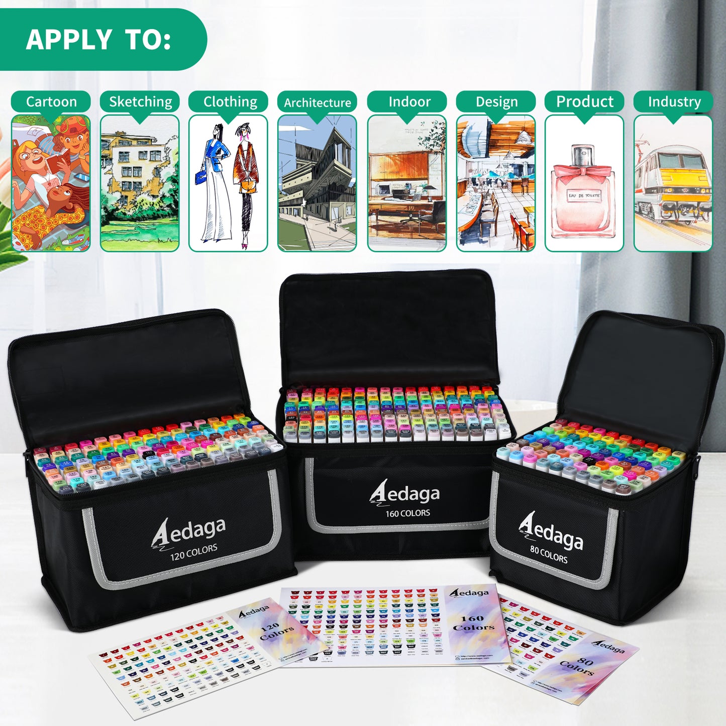 Aedaga 240 Colors Alcohol Markers with Free App