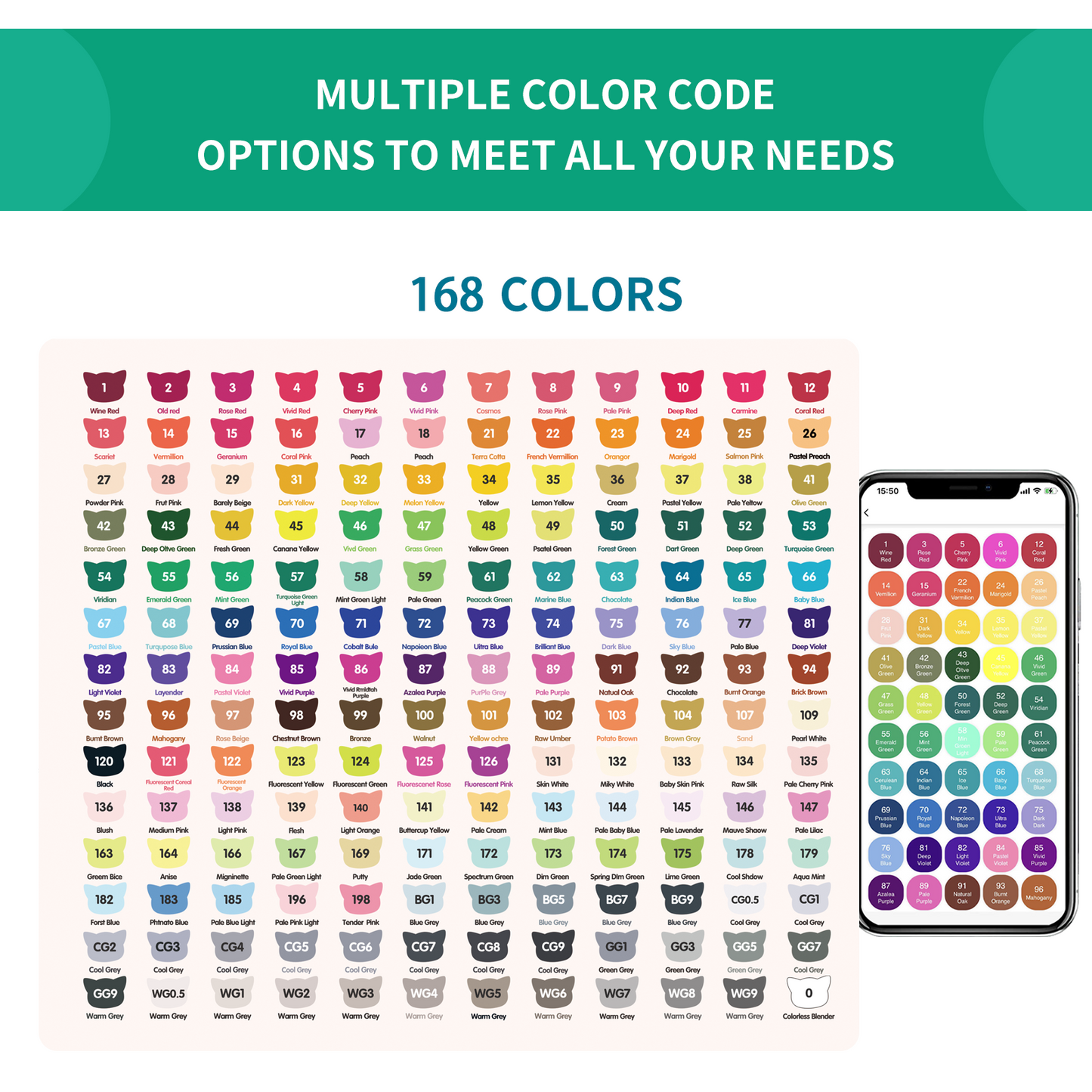 Aedaga 168 Colors Alcohol Markers with Free App