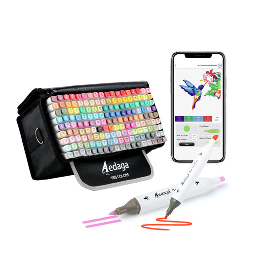Aedaga 168 Colors Alcohol Markers with Free App