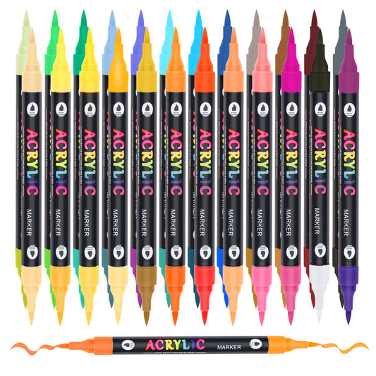 48 Colors Acrylic Paint Markers with 24 Dual-Color Brush Tips