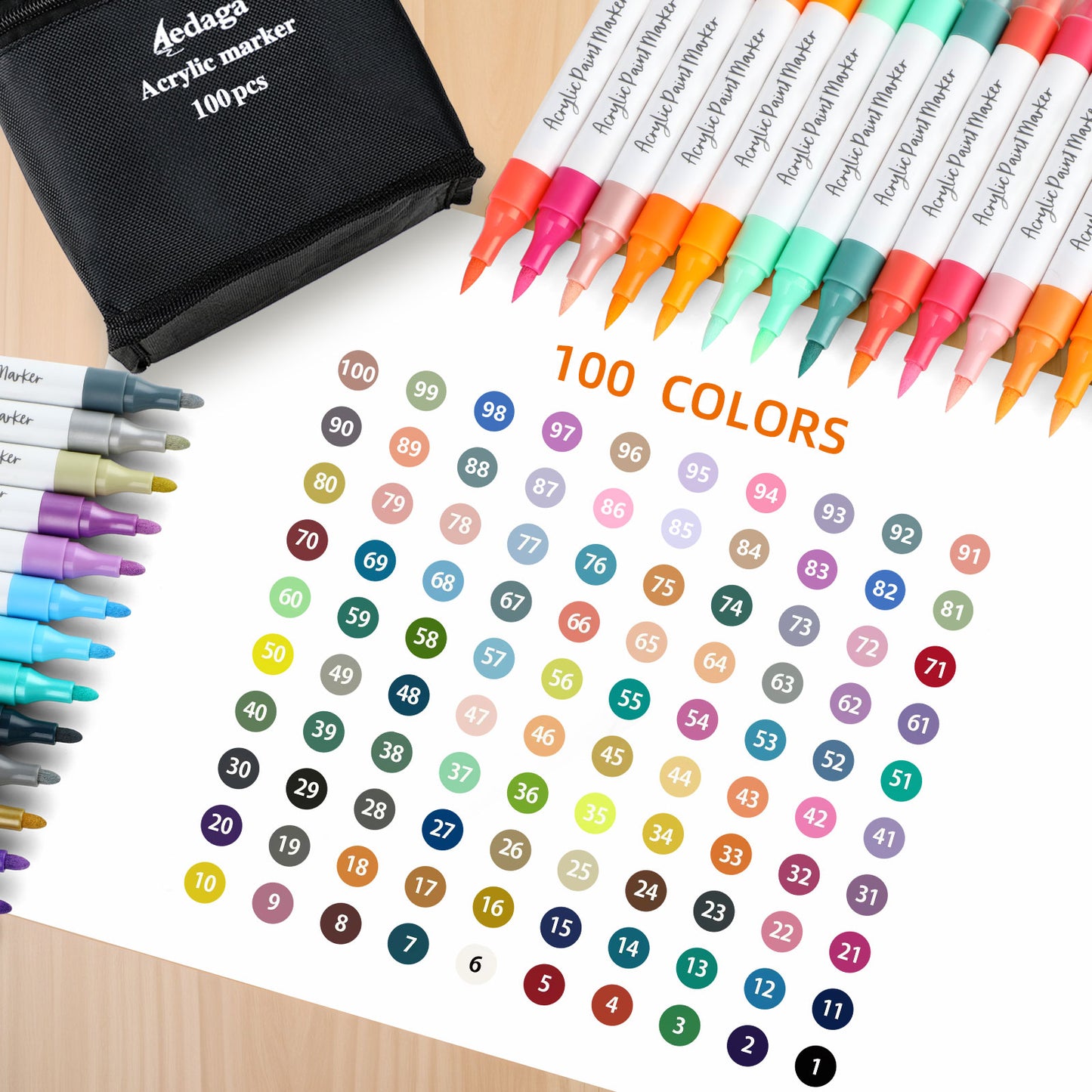100 Colors Acrylic Paint Pens with Free App