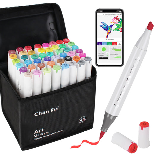 48 Colors Alcohol Brush Markers with Free App