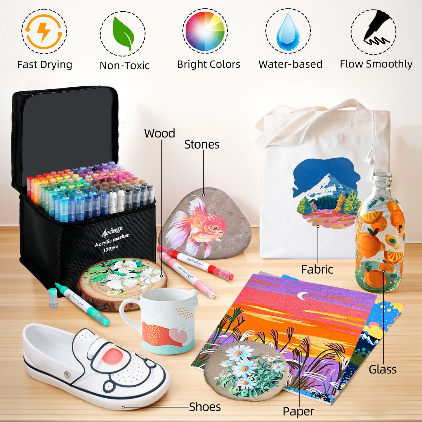 120 Colors Acrylic Paint Pens with Free App