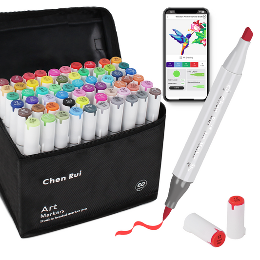 60 Colors Alcohol Brush Markers with Free App