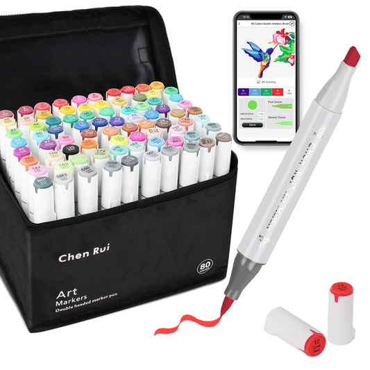 80 Colors Alcohol Brush Markers with Free App